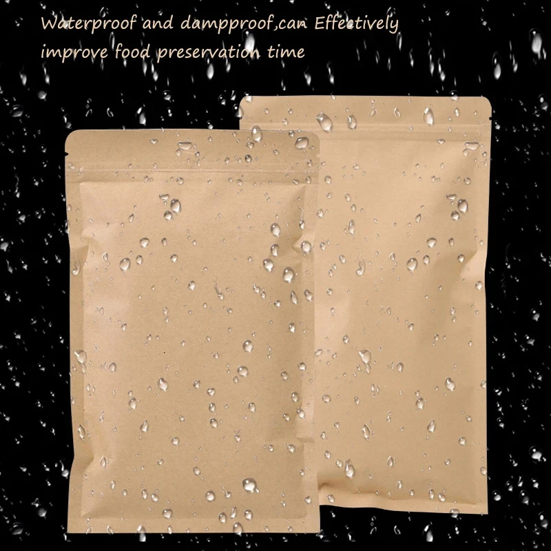 100PCS Brown Kraft Paper Zippe - Food Pouch Reusable ulasan dan harga