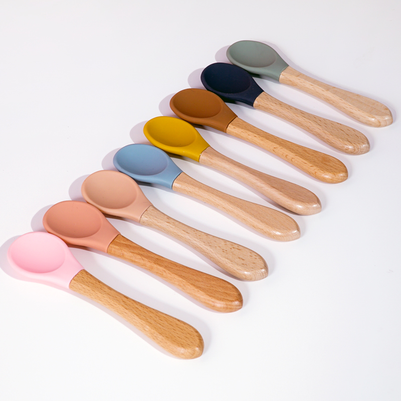 Feeding Wooden Handle Silicone - Baby Food Category ulasan dan harga