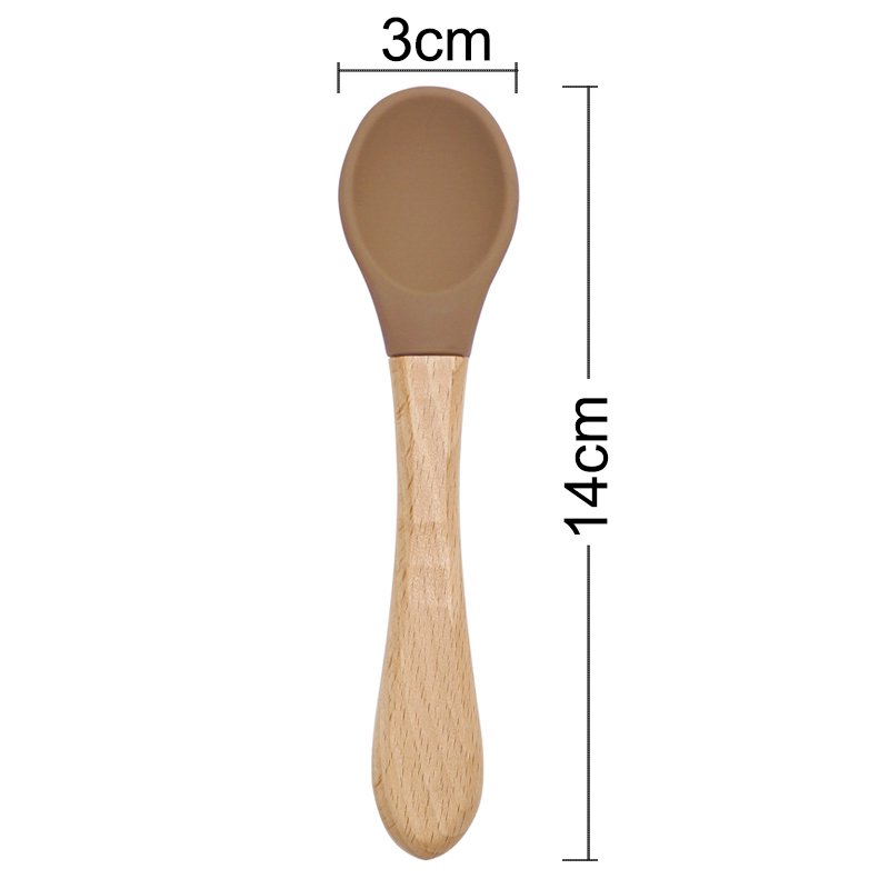 Feeding Wooden Handle Silicone - Baby Food Category ulasan dan harga